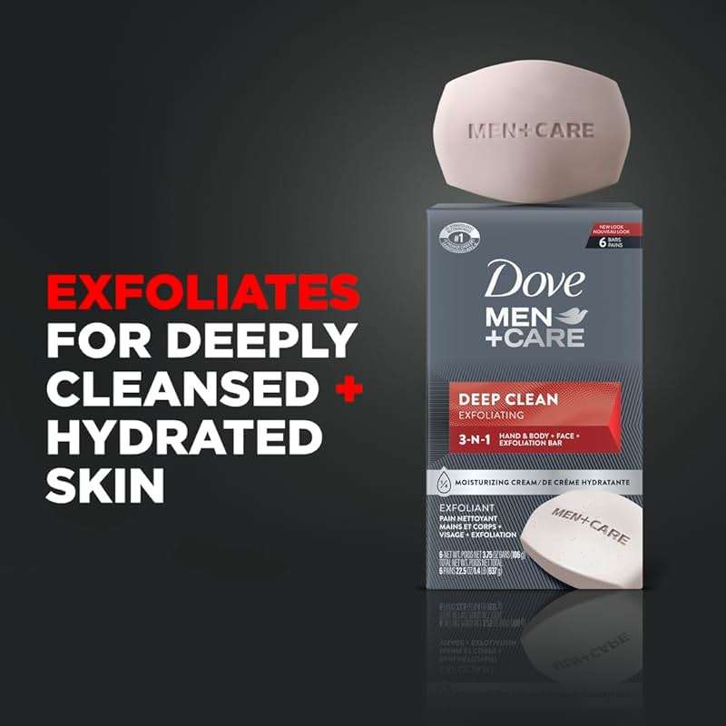 Dove Men + Care Deep Clean Body + Face Bars, Purifying Grains, 3.75 oz, 6 Ct - Image 3