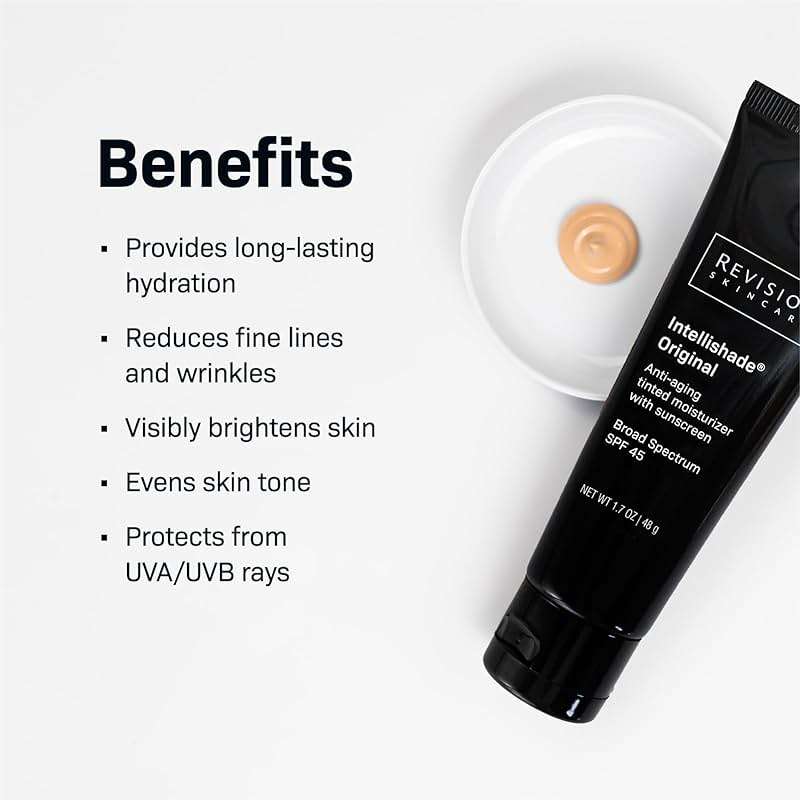 Revision Skincare Intellishade® Original SPF 45, Anti-Aging Tinted Sunscreen for Face, Daily Moisturizer with SPF, Anti-Wrinkle with Peptides & Vitamin C, Hydrating Broad-Spectrum Sunscreen, 1.7 oz - Image 2