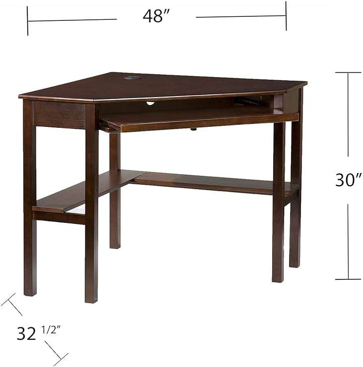 SEI Furniture - Wardboro Corner Computer Desk - Espresso - Transitional Design, Brown Finish - Ideal for Home Office, Bedroom (HO6644) - Image 3