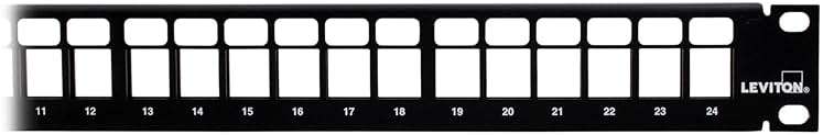 Leviton 49255-H24 QuickPort Patch Panel, 24-Port, 1RU, Cable Management Bar Included , Black, Metal, Electrical Outlet - Image 2