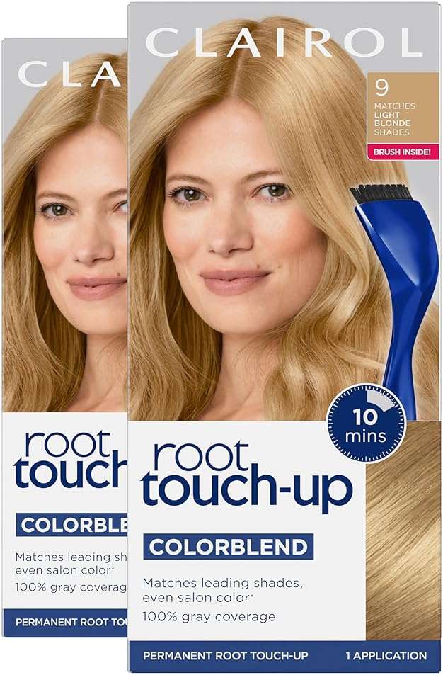 Clairol Root Touch-Up by Nice'n Easy Permanent Hair Dye, 9 Light Blonde Hair Color | 100% Gray Coverage | Easy Brush Application | Matches Professional Salon Shades | Pack of 2 - Image 1