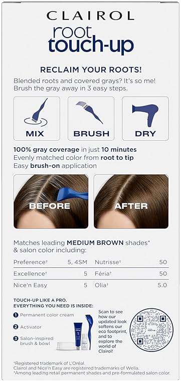 Clairol Root Touch-Up by Nice'n Easy Permanent Hair Dye, 5 Medium Brown Hair Color | 100% Gray Coverage | Easy Brush Application | Matches Professional Salon Shades | Pack of 2 - Image 2