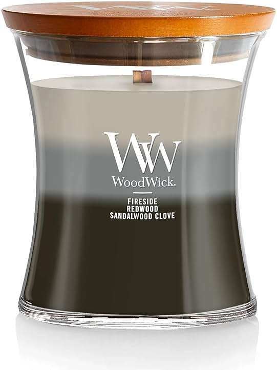 WoodWick Warm Woods Trilogy Holiday Candle Gifts for Women and Men, 9.7 oz Medium Hourglass Trilogy Candle with Crackling Wick - Image 1