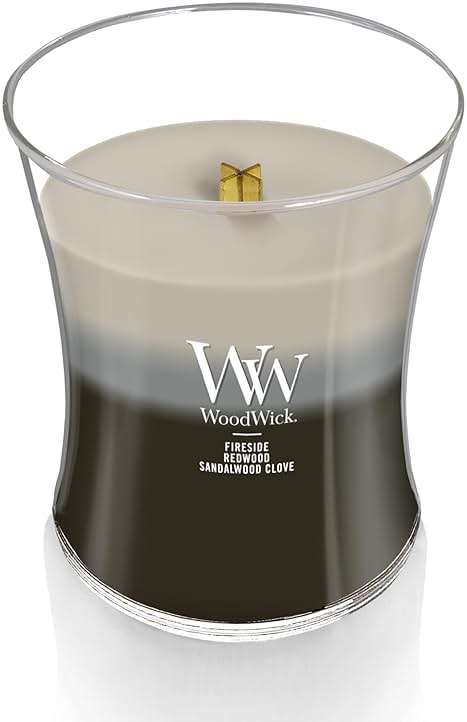 WoodWick Warm Woods Trilogy Holiday Candle Gifts for Women and Men, 9.7 oz Medium Hourglass Trilogy Candle with Crackling Wick - Image 3