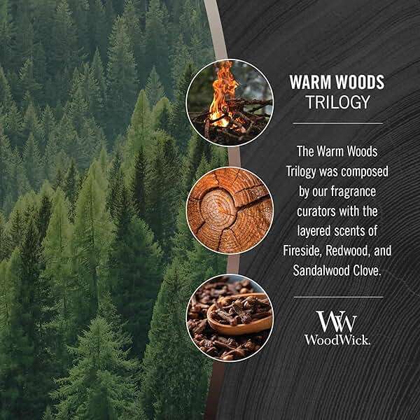 WoodWick Warm Woods Trilogy Holiday Candle Gifts for Women and Men, 9.7 oz Medium Hourglass Trilogy Candle with Crackling Wick - Image 5