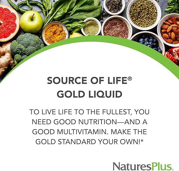 NaturesPlus Source of Life GOLD Multivitamin Liquid - 30 oz - With Vitamins D3, B12 & K2 - Blood, Bone & Immune Support - Vegetarian & Gluten Free - 30 Servings - Image 3