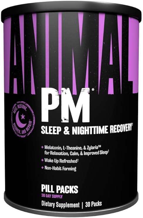 Animal PM - Sleep Aid for Adults Non-Habit Forming Relaxation Enhancer and Mood Support with Melatonin, L-Theanine, Zylaria, Zinc, Magnesium, Vitamin B6, GABA + AKG Anabolic Stack Supply, 30 Count - Image 1