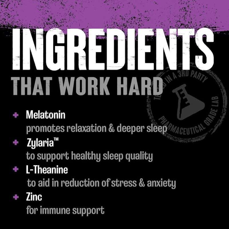 Animal PM - Sleep Aid for Adults Non-Habit Forming Relaxation Enhancer and Mood Support with Melatonin, L-Theanine, Zylaria, Zinc, Magnesium, Vitamin B6, GABA + AKG Anabolic Stack Supply, 30 Count - Image 3