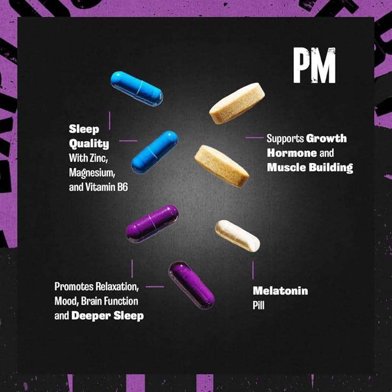 Animal PM - Sleep Aid for Adults Non-Habit Forming Relaxation Enhancer and Mood Support with Melatonin, L-Theanine, Zylaria, Zinc, Magnesium, Vitamin B6, GABA + AKG Anabolic Stack Supply, 30 Count - Image 4