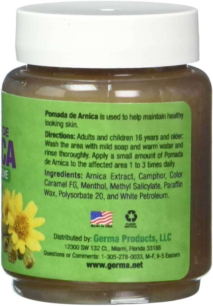 Germa™ Arnica Ointment (Black) Cracked Dry Skin, Bruises, Pain - Pomada Arnica Salve Negra - 2oz - Image 3