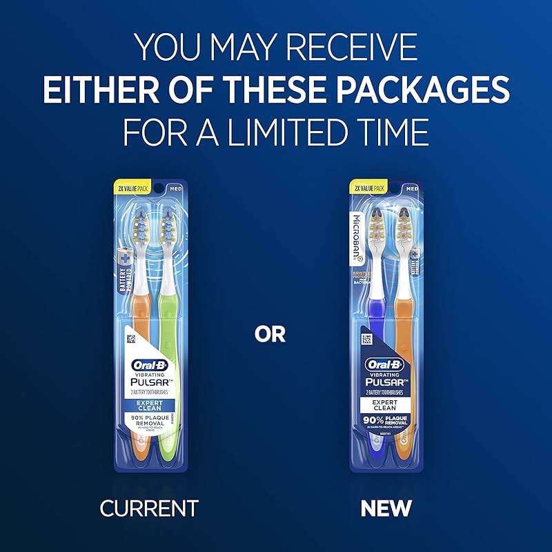 Oral-B Pulsar Pro-Health Expert Clean, Battery electric toothbrush, 2 count MEDIUM toothbrush pack, removes plaque, travel essentials tooth brush - Image 9