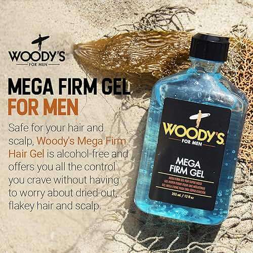 Woody's Mega Firm Hair Gel for Men, Strong Hold, Alcohol-Free, No Flakes, Men's Hair Gel for Strong Hold Styling, Mens Styling Gel - 12 fl oz - Image 2