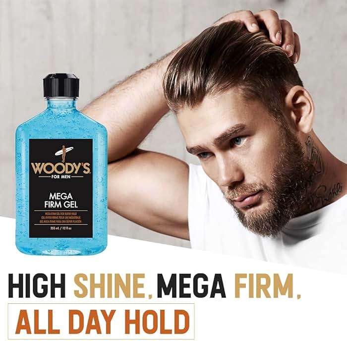 Woody's Mega Firm Hair Gel for Men, Strong Hold, Alcohol-Free, No Flakes, Men's Hair Gel for Strong Hold Styling, Mens Styling Gel - 12 fl oz - Image 3