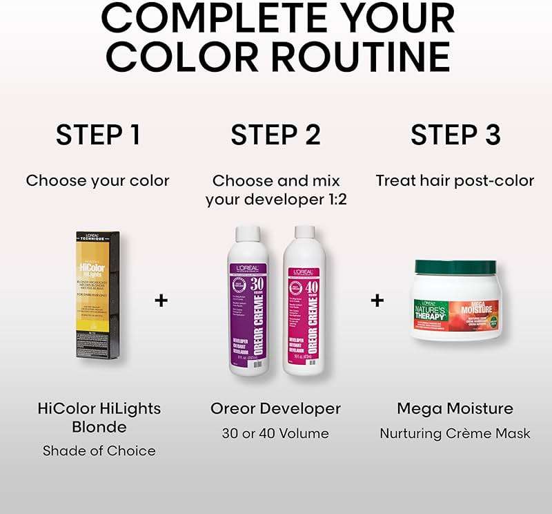 L'Oréal Technique HiColor Blonde HiLights Permanent Hair Color for Dark Hair - Intense Blonde Highlights, No Pre-Lightening Required, No-Drip Creme, Quick Processing Time - Image 3