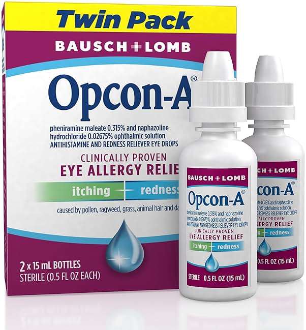 Opcon-A Allergy Eye Drops, Antihistamine and Redness Relief for Itchy, Red Eyes, Soothes Irritation from Pollen, Ragweed, Grass, Animal Hair and Dander Clinically Proven Formula, 0.5 Fl Oz (Pack of 2) - Image 1