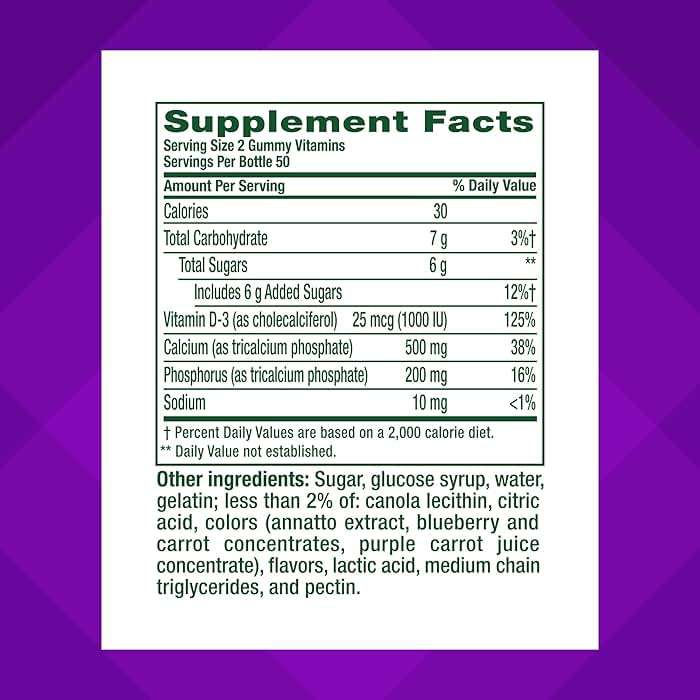 vitafusion Chewable Calcium Gummy Vitamins for Bone and Teeth Support, Calcium Gummies, Fruit and Cream Flavor, 100 Count, 50 Day Supply - Image 4