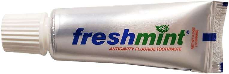 144 Tubes of Freshmint 0.6 oz. Anticavity Fluoride Toothpaste, Metallic Tube, Tubes do not have Individual Boxes for Extra Savings, Travel Size - Image 1