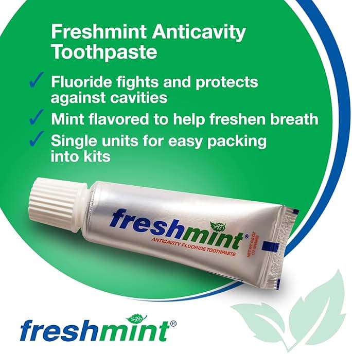 144 Tubes of Freshmint 0.6 oz. Anticavity Fluoride Toothpaste, Metallic Tube, Tubes do not have Individual Boxes for Extra Savings, Travel Size - Image 2