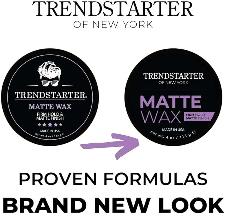 TRENDSTARTER - MATTE WAX (4oz) - Firm Hold - Matte Finish - Water Based All-Day Hold Hair Styling Pomade – Flake-Free Styling Wax for All Hair Types - Image 2