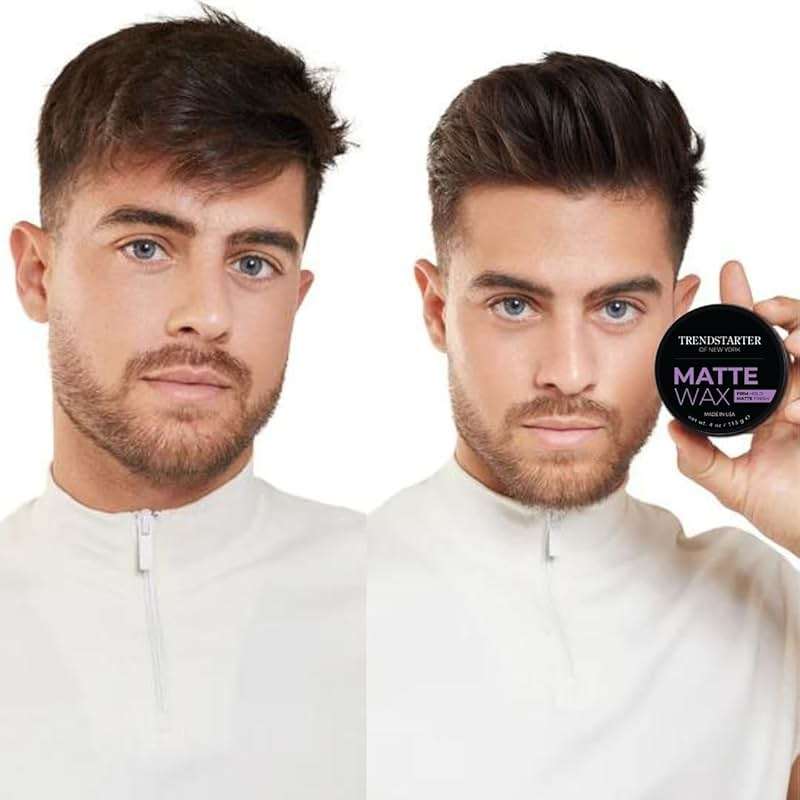 TRENDSTARTER - MATTE WAX (4oz) - Firm Hold - Matte Finish - Water Based All-Day Hold Hair Styling Pomade – Flake-Free Styling Wax for All Hair Types - Image 3
