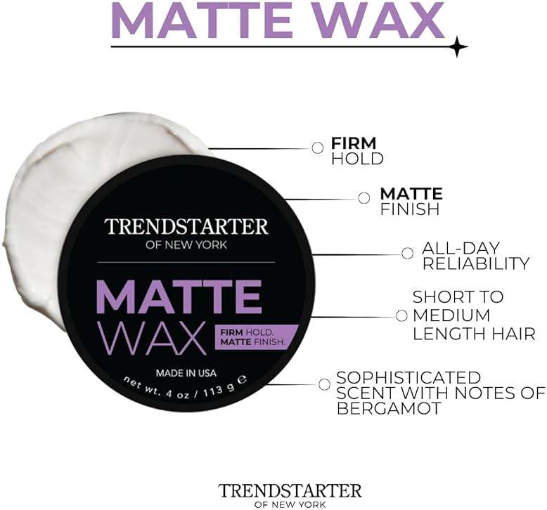 TRENDSTARTER - MATTE WAX (4oz) - Firm Hold - Matte Finish - Water Based All-Day Hold Hair Styling Pomade – Flake-Free Styling Wax for All Hair Types - Image 4