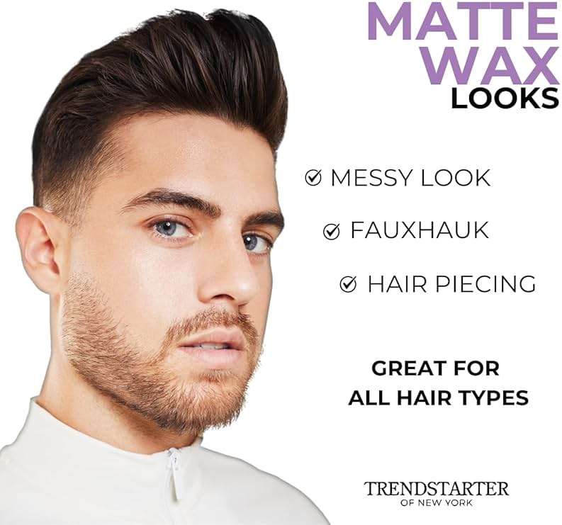 TRENDSTARTER - MATTE WAX (4oz) - Firm Hold - Matte Finish - Water Based All-Day Hold Hair Styling Pomade – Flake-Free Styling Wax for All Hair Types - Image 6