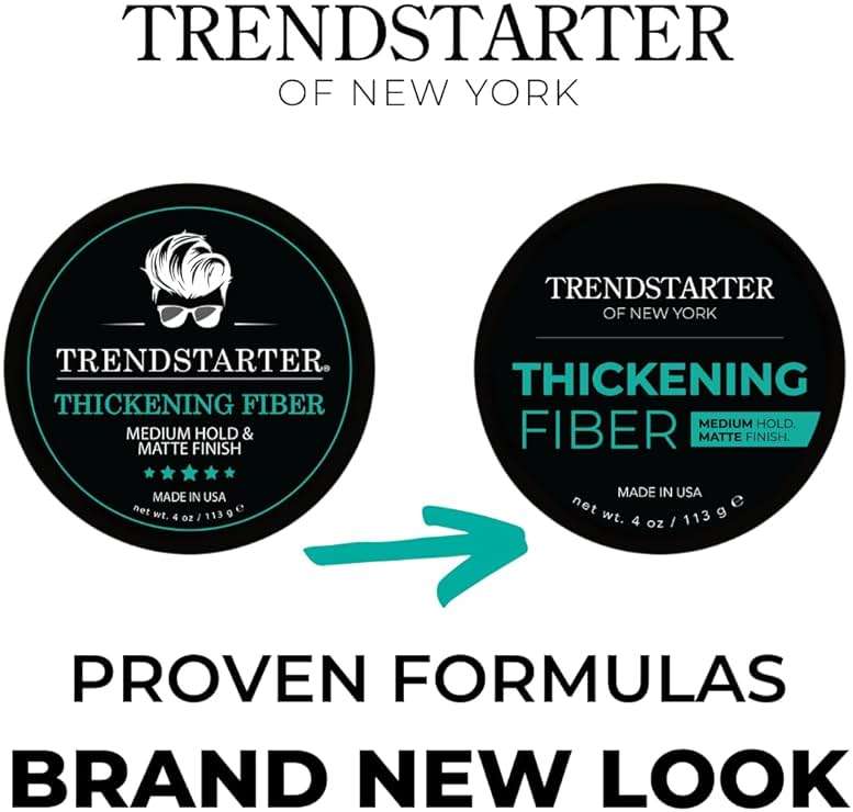 TRENDSTARTER - THICKENING FIBER (4oz) - Medium Hold - Matte Finish - Premium Hair Thickening Clay Pomade - Water-Based - All-Day Hold Styling Product - Image 2