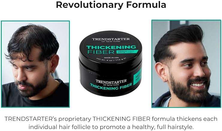 TRENDSTARTER - THICKENING FIBER (4oz) - Medium Hold - Matte Finish - Premium Hair Thickening Clay Pomade - Water-Based - All-Day Hold Styling Product - Image 3