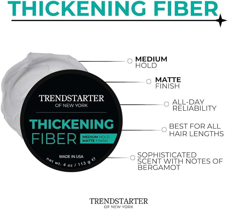 TRENDSTARTER - THICKENING FIBER (4oz) - Medium Hold - Matte Finish - Premium Hair Thickening Clay Pomade - Water-Based - All-Day Hold Styling Product - Image 4