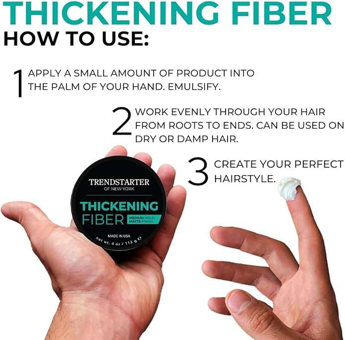 TRENDSTARTER - THICKENING FIBER (4oz) - Medium Hold - Matte Finish - Premium Hair Thickening Clay Pomade - Water-Based - All-Day Hold Styling Product - Image 6