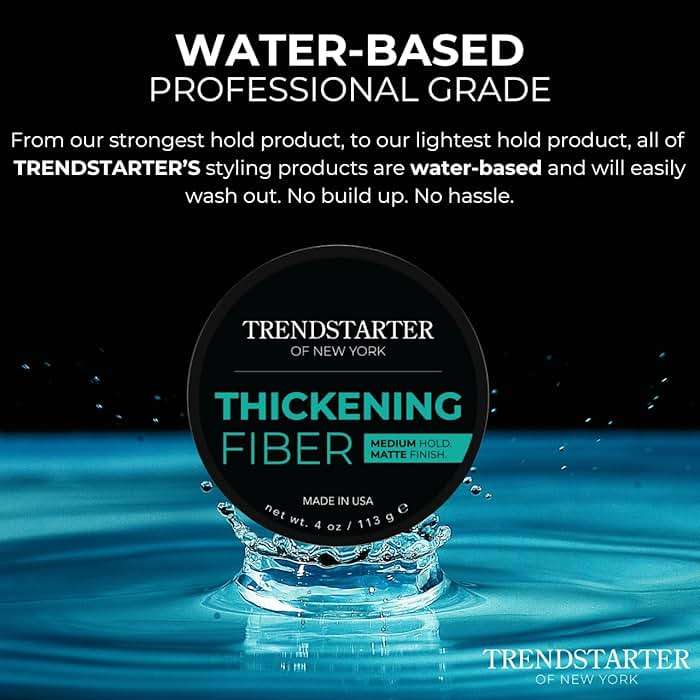 TRENDSTARTER - THICKENING FIBER (4oz) - Medium Hold - Matte Finish - Premium Hair Thickening Clay Pomade - Water-Based - All-Day Hold Styling Product - Image 9