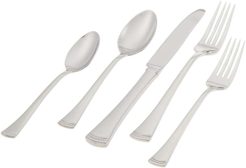Lenox Silverware Set For 12, Portola 65-Piece Flatware Set with Serving Utensils, Service For 12, 18/10 Stainless Steel Flatware, Dishwasher Safe, Knives Spoons and Forks (Silver, 65 pieces) - Image 5