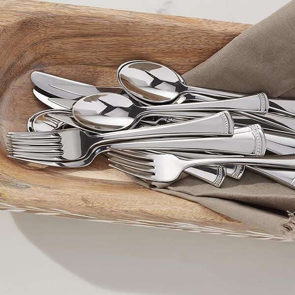 Lenox Silverware Set For 12, Portola 65-Piece Flatware Set with Serving Utensils, Service For 12, 18/10 Stainless Steel Flatware, Dishwasher Safe, Knives Spoons and Forks (Silver, 65 pieces) - Image 8