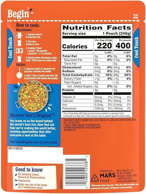 BEN'S ORIGINAL Ready Rice Basmati Rice, Easy Side Dish, 8.5 oz Pouch - Image 2