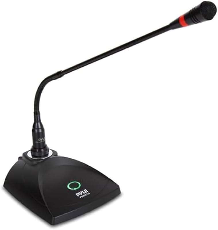 Desktop Gooseneck Wired Microphone System - Table Mounted Corded Voice Condenser Mic with Pop Filter - XLR to 1/4'' Sound Cord - for Karaoke, Conference, Studio Audio Recording - Pyle PDMIKC5 Black - Image 1