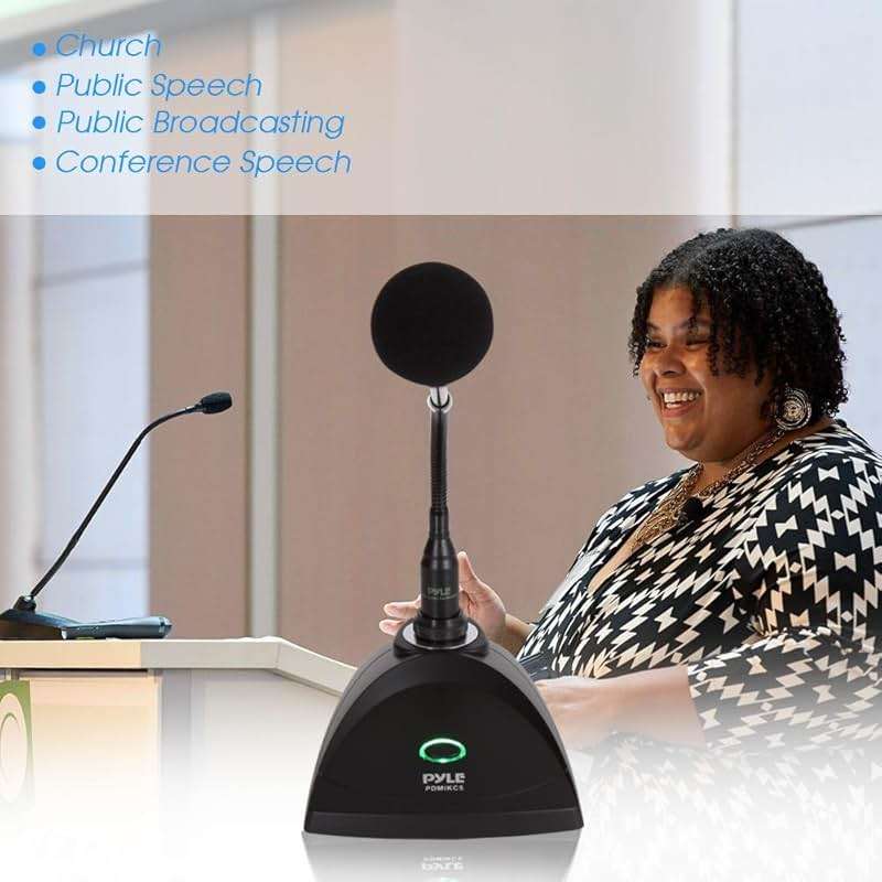 Desktop Gooseneck Wired Microphone System - Table Mounted Corded Voice Condenser Mic with Pop Filter - XLR to 1/4'' Sound Cord - for Karaoke, Conference, Studio Audio Recording - Pyle PDMIKC5 Black - Image 5