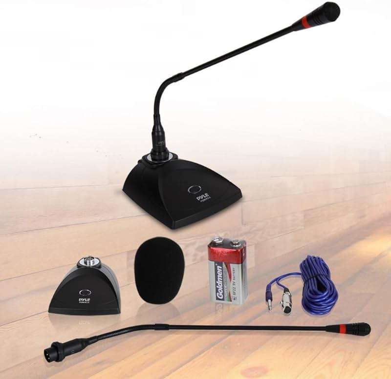 Desktop Gooseneck Wired Microphone System - Table Mounted Corded Voice Condenser Mic with Pop Filter - XLR to 1/4'' Sound Cord - for Karaoke, Conference, Studio Audio Recording - Pyle PDMIKC5 Black - Image 6