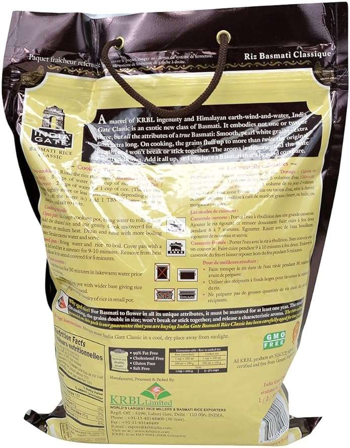 India Gate - White Basmati Rice - Classic, 10 Pound - Image 2