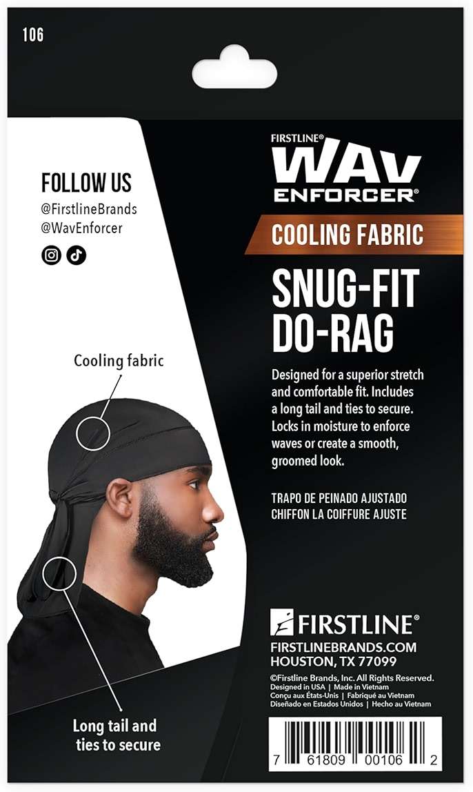 WavEnforcer 106 Snug Fit Do-Rag, Black - Image 2