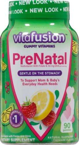 vitafusion PreNatal Gummy Vitamins, Raspberry Lemonade Flavor, Prenatal Vitamin Supplement for Women with Folate and DHA, 45 Day Supply, 90 Count - Image 2