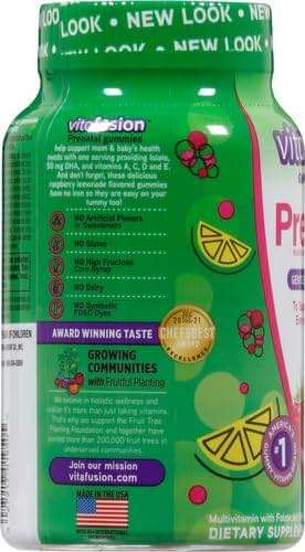vitafusion PreNatal Gummy Vitamins, Raspberry Lemonade Flavor, Prenatal Vitamin Supplement for Women with Folate and DHA, 45 Day Supply, 90 Count - Image 15