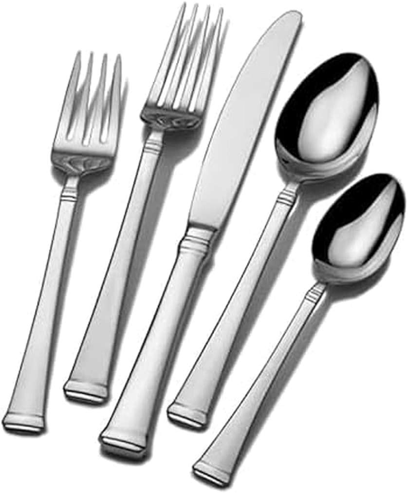 Mikasa Harmony Silverware Set for 12, 65-Piece 18/10 Stainless Steel Flatware Set with Flared Handles, Dishwasher Safe Cutlery Set, Elegant Dining Utensils - Image 1