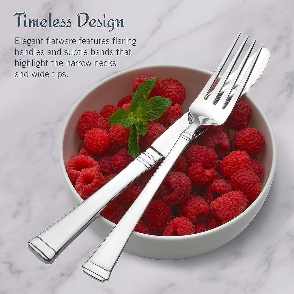 Mikasa Harmony Silverware Set for 12, 65-Piece 18/10 Stainless Steel Flatware Set with Flared Handles, Dishwasher Safe Cutlery Set, Elegant Dining Utensils - Image 7