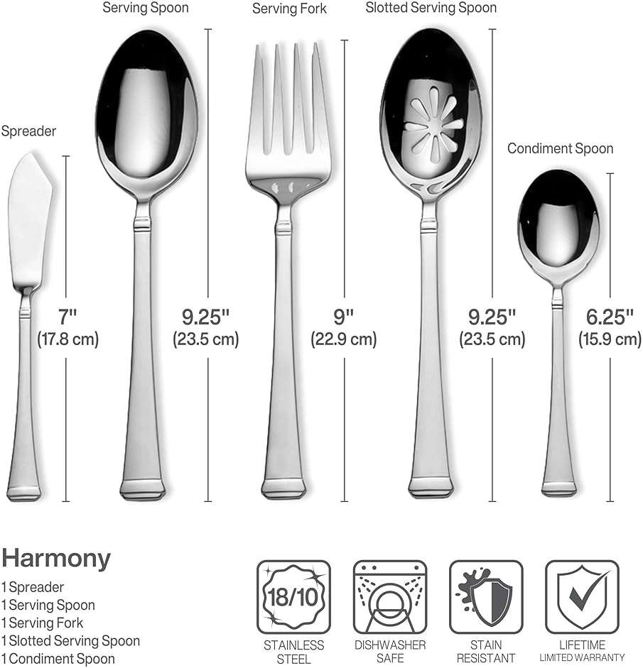 Mikasa Harmony Silverware Set for 12, 65-Piece 18/10 Stainless Steel Flatware Set with Flared Handles, Dishwasher Safe Cutlery Set, Elegant Dining Utensils - Image 10