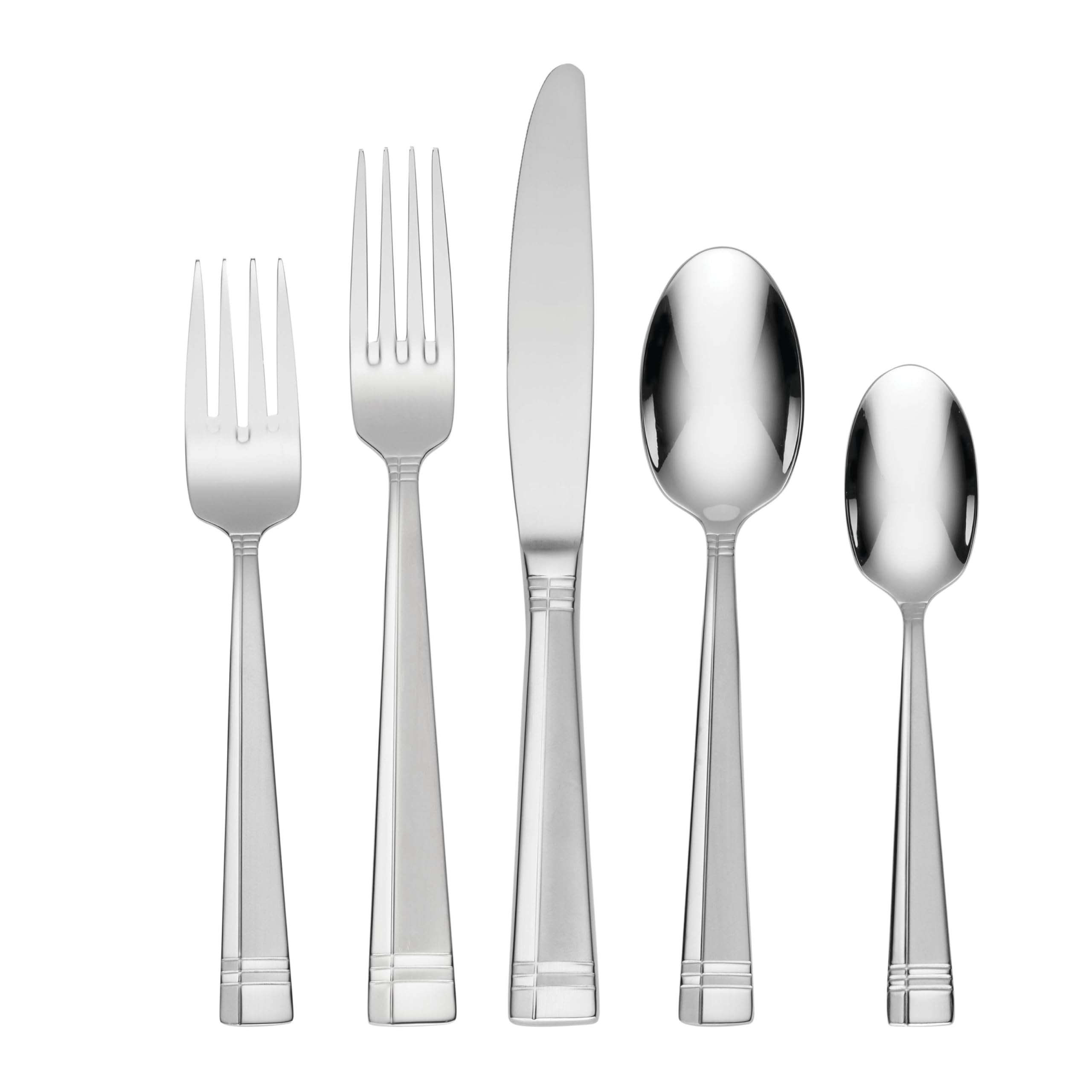 Oneida Silverware Set, Amsterdam 45-Piece Everyday Flatware Set, Service For 8, 18/0 Stainless Steel, Rust Resistant, Dishwasher Safe, Knives Spoons And Forks Set, Home And Kitchen (Silver, 45 Piece) - Image 1