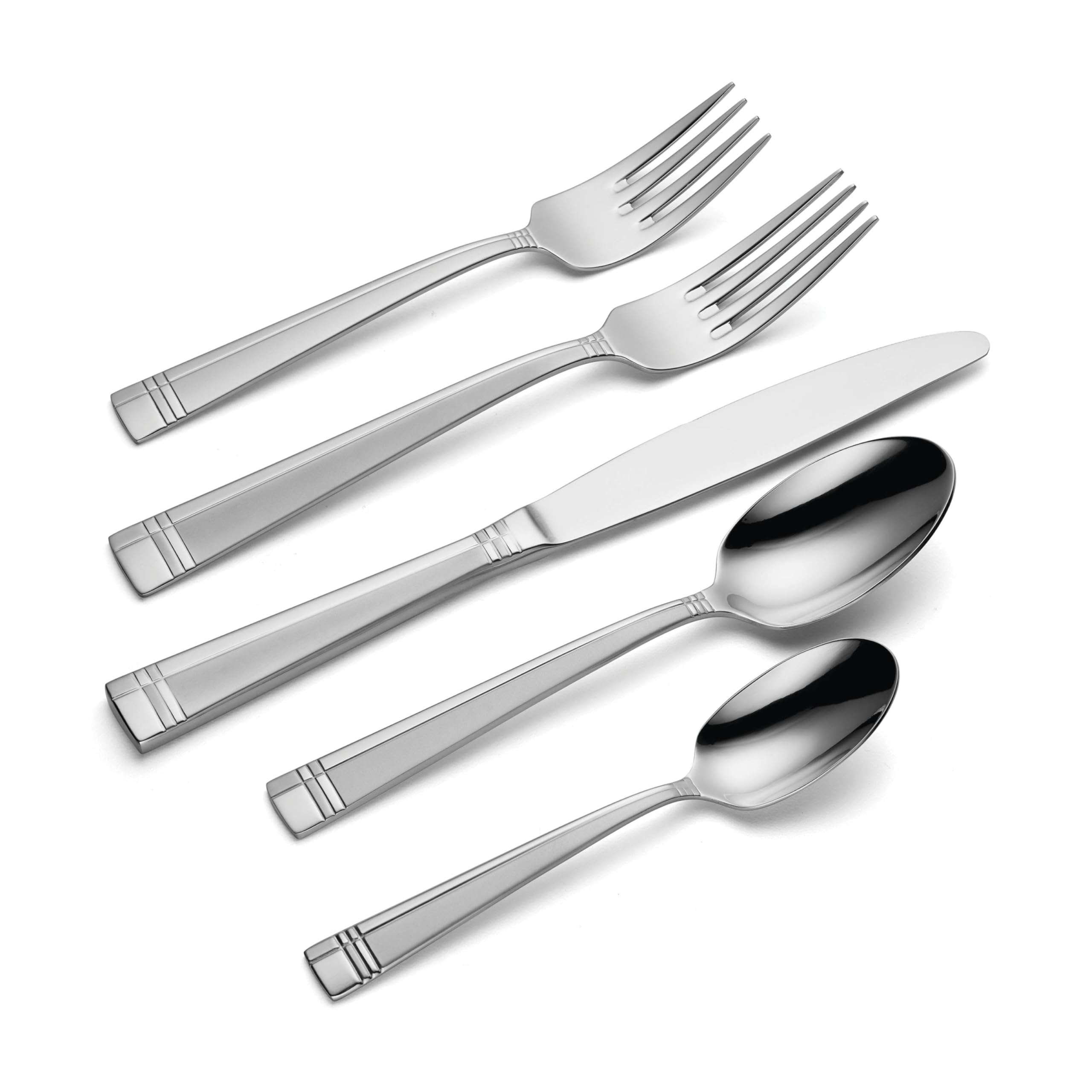 Oneida Silverware Set, Amsterdam 45-Piece Everyday Flatware Set, Service For 8, 18/0 Stainless Steel, Rust Resistant, Dishwasher Safe, Knives Spoons And Forks Set, Home And Kitchen (Silver, 45 Piece) - Image 4
