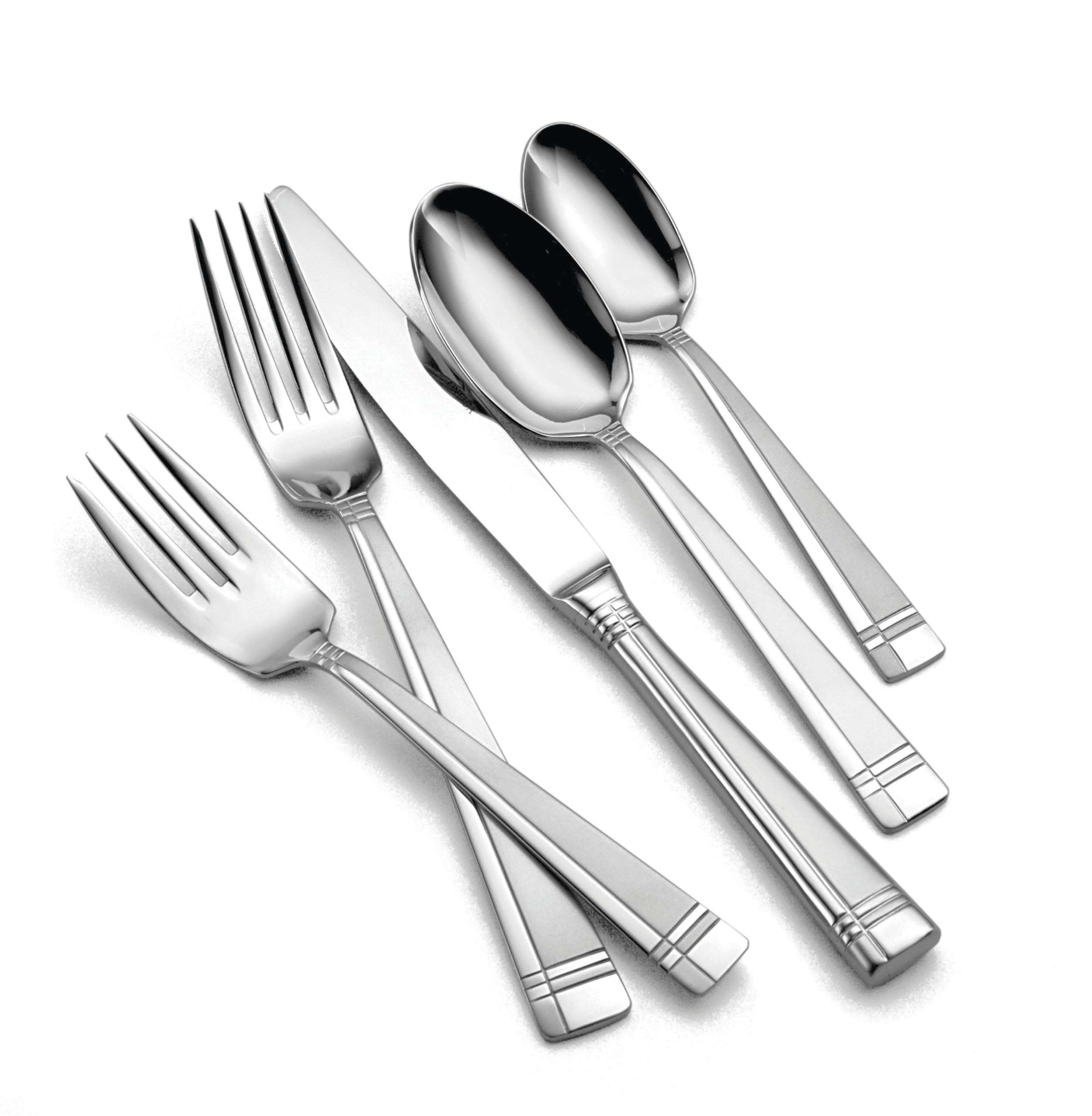 Oneida Silverware Set, Amsterdam 45-Piece Everyday Flatware Set, Service For 8, 18/0 Stainless Steel, Rust Resistant, Dishwasher Safe, Knives Spoons And Forks Set, Home And Kitchen (Silver, 45 Piece) - Image 5