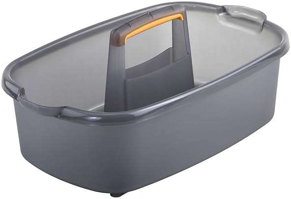Casabella Cleaning Storage Caddy with Handle Plastic Multipurpose Organizer, Rectangle, 1.85-Gallon, Gray - Image 1