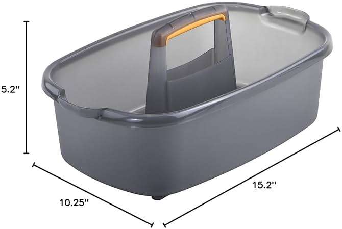 Casabella Cleaning Storage Caddy with Handle Plastic Multipurpose Organizer, Rectangle, 1.85-Gallon, Gray - Image 2