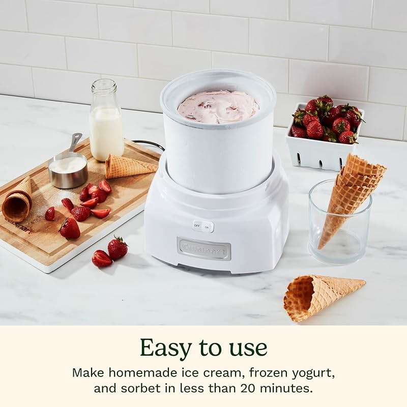 Cuisinart Ice Cream Maker, 1.5 Quart Double Insulated, Sorbet and Frozen Yogurt Maker, Ready in 20 Minutes, ICE-21P1, White - Image 4